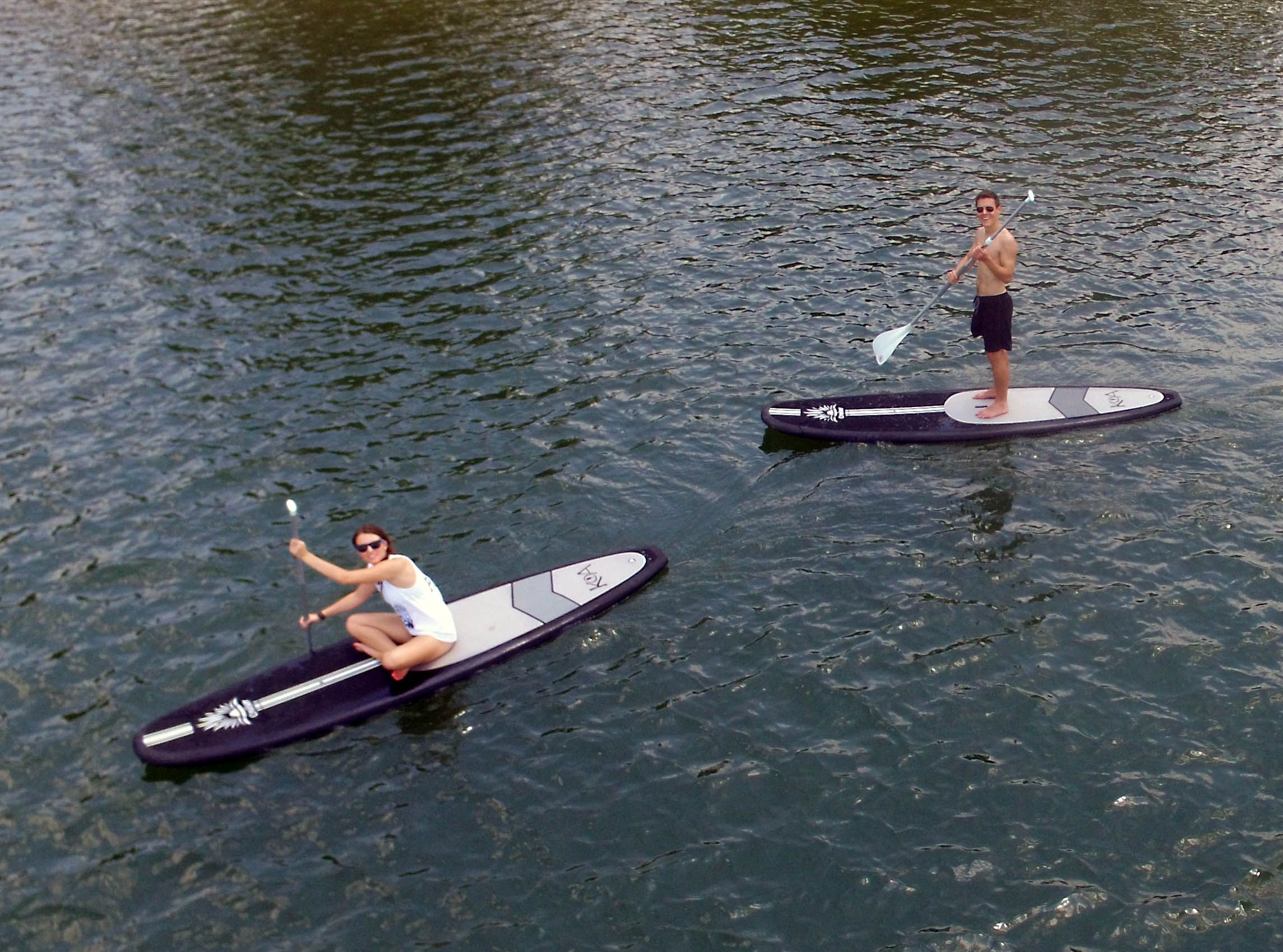 Two paddleboarders on Lakeland Lake